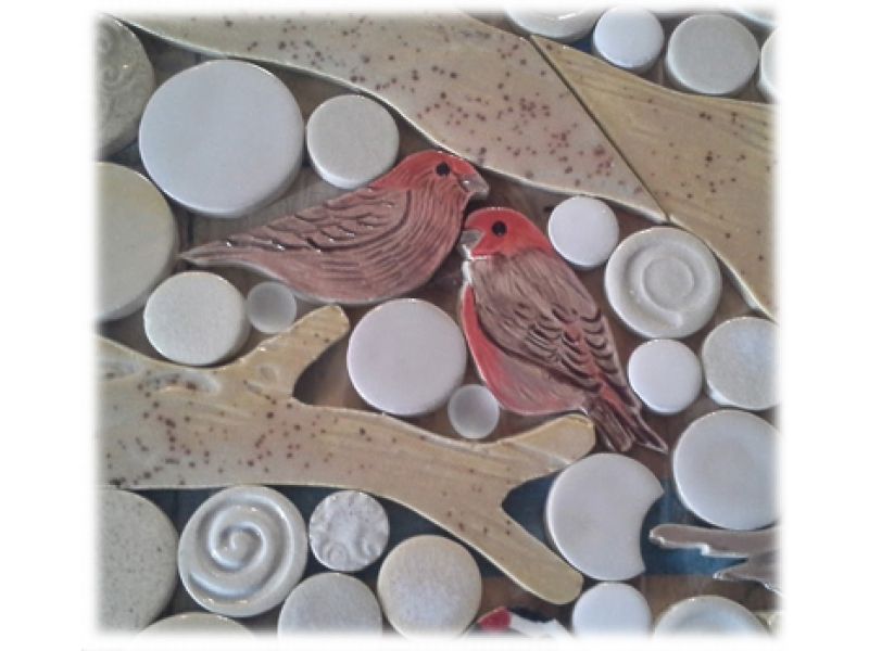 Songbird shaped mosaic ceramic tiles